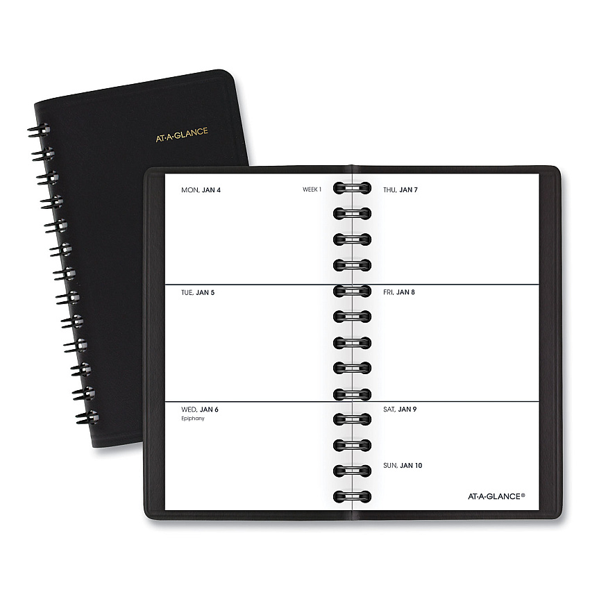 AT-A-GLANCE Weekly Planner, 4.5 x 2.5, Black Cover, 12-Month (Jan to Dec): 2026 (7003505)
