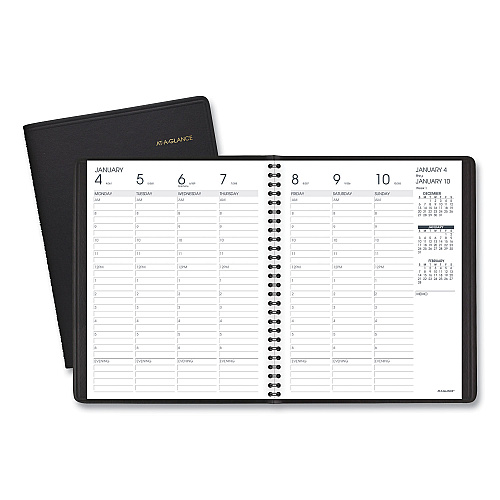 AT-A-GLANCE Weekly Vertical-Column Appointment Book Ruled for Hourly Appointments, 8.75 x 7, Black Cover, 13-Month: Jan 2026 to Jan 2027 (7086505)
