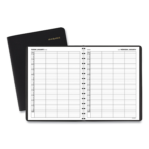 AT-A-GLANCE Four-Person Group Daily Appointment Book, 11 x 8, Black Cover, 12-Month (Jan to Dec): 2026 (7082205)