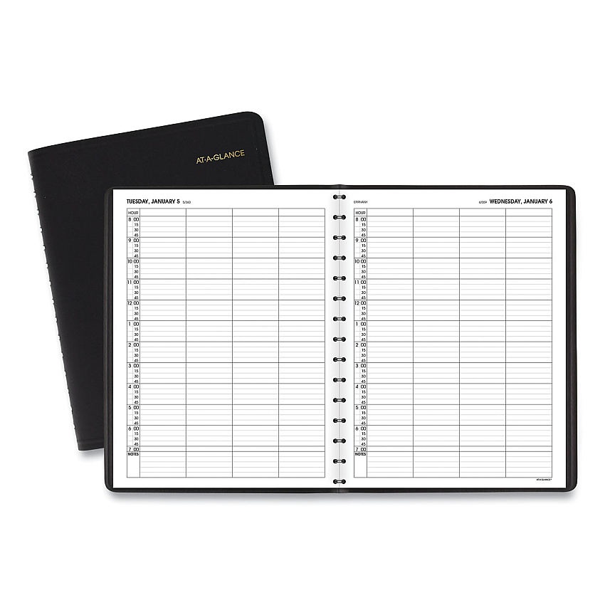 AT-A-GLANCE Four-Person Group Daily Appointment Book, 11 x 8, Black Cover, 12-Month (Jan to Dec): 2026 (7082205)