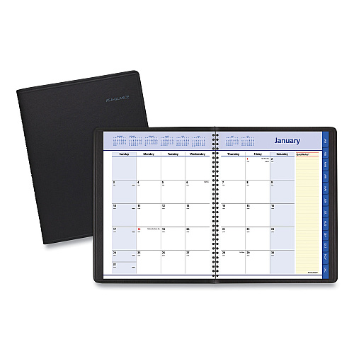 AT-A-GLANCE QuickNotes Monthly Planner, 11 x 8.25, Black Cover, 12-Month (Jan to Dec): 2026 (760605)