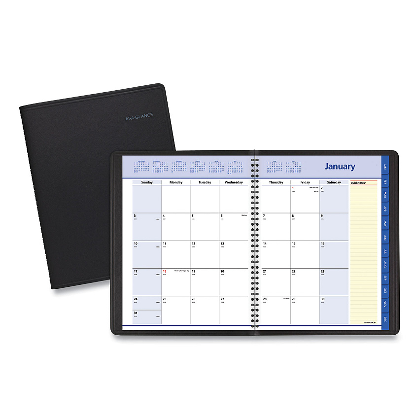 AT-A-GLANCE QuickNotes Monthly Planner, 11 x 8.25, Black Cover, 12-Month (Jan to Dec): 2026 (760605)