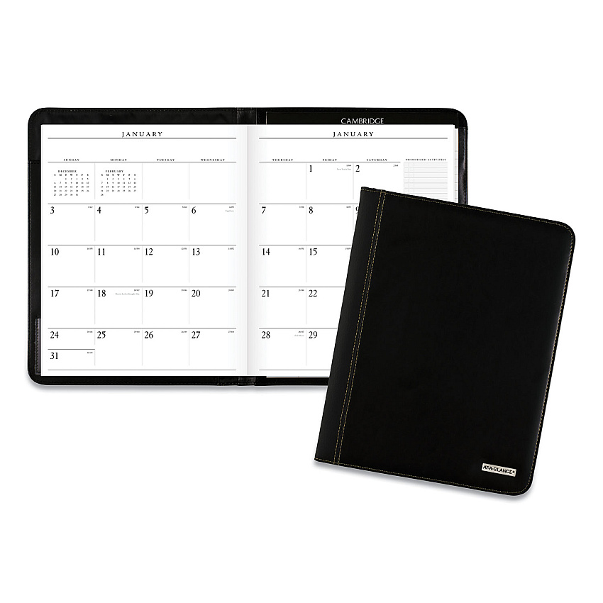 AT-A-GLANCE Executive Monthly Padfolio, 11 x 9, Black Cover, 13-Month: Jan 2026 to Jan 2027 (7029005)