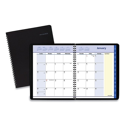 AT-A-GLANCE QuickNotes Monthly Planner, 8.75 x 7, Black Cover, 12-Month (Jan to Dec): 2026 (760805)