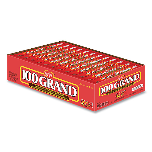 100 GRAND Chocolate Candy Bars, Full Size, 1.5 oz, 36/Carton (20900160)