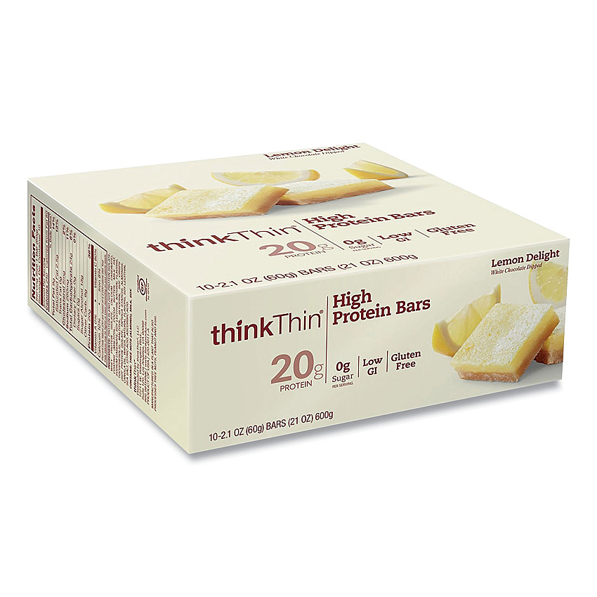 thinkThin High Protein Bars, Lemon Delight, 2.1 oz Bar, 10 Bars/Carton (20902479)