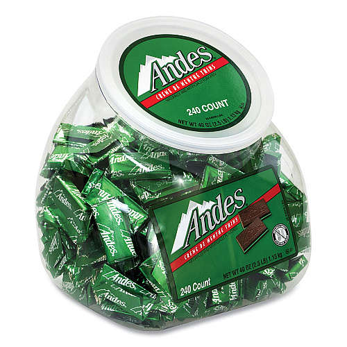 Andes Creme de Menthe Chocolate Mint Thins, 240 Pieces/40 oz Tub, 1 Tub/Carton (20906034)