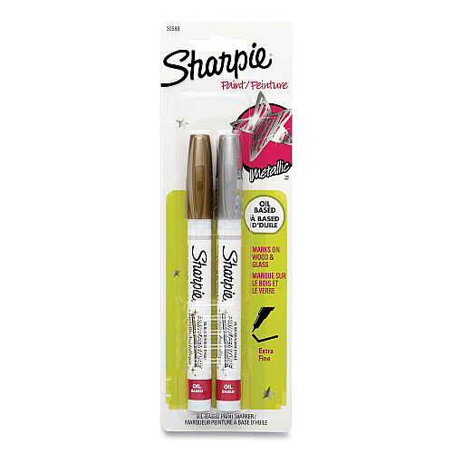 Sharpie Permanent Paint Marker, Fine Bullet Tip, Assorted Metallic Colors, 2/Pack (30588)