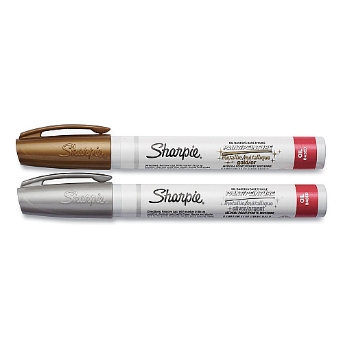 Sharpie Permanent Paint Marker, Medium Bullet Tip, Assorted Metallic Colors, 2/Pack (34968PP)