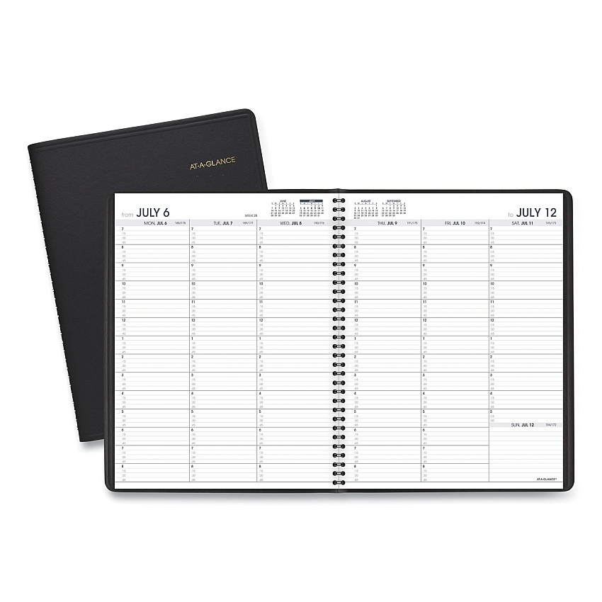 AT-A-GLANCE Weekly Appointment Book, 11 x 8.25, Black Cover, 14-Month: July 2025 to Aug 2026 (7095705)