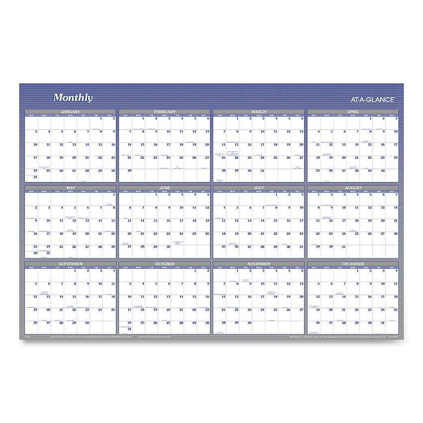 AT-A-GLANCE Vertical/Horizontal Erasable Quarterly/Monthly Wall Planner, 32 x 48, 12-Month (Jan to Dec): 2026 (A1152)