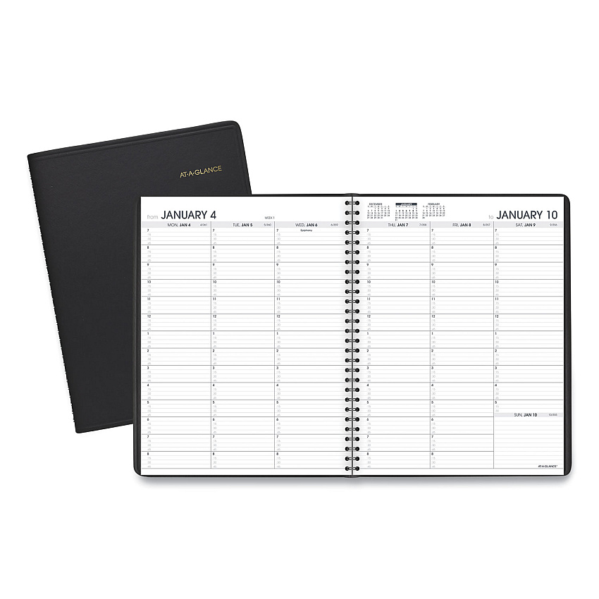 AT-A-GLANCE Weekly Appointment Book, 11 x 8.25, Black Cover, 13-Month: Jan 2026 to Jan 2027 (7095005)