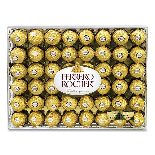 FERRERO ROCHER Hazelnut Chocolate Diamond Gift Box, 21.2 oz, 48 Pieces (24100015)