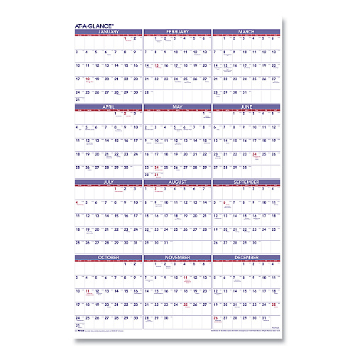 AT-A-GLANCE Yearly Wall Calendar, 24 x 36, White Sheets, 12-Month (Jan to Dec): 2026 (PM1228)