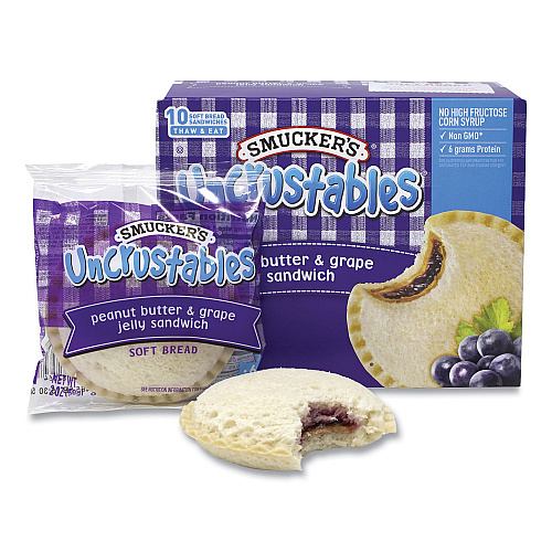 Smucker's UNCRUSTABLES Soft Bread Sandwiches, Grape Jelly, 2 oz, 10/Box, 2 Boxes/Carton (90300135)