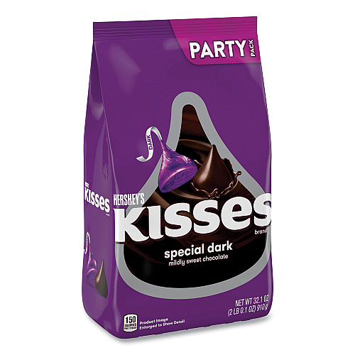 Hershey's KISSES Special Dark Chocolate Candy, Party Pack, 32.1 oz Bag (24600419)