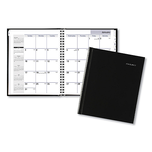 AT-A-GLANCE DayMinder Hard-Cover Monthly Planner with Memo Section, Unruled Blocks, 8.5 x 7, Black Cover, 12-Month (Jan to Dec): 2026 (G400H00)