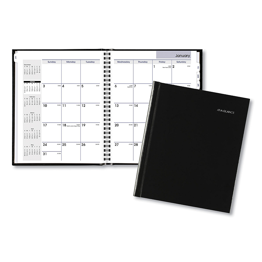 AT-A-GLANCE DayMinder Hard-Cover Monthly Planner with Memo Section, Unruled Blocks, 8.5 x 7, Black Cover, 12-Month (Jan to Dec): 2026 (G400H00)