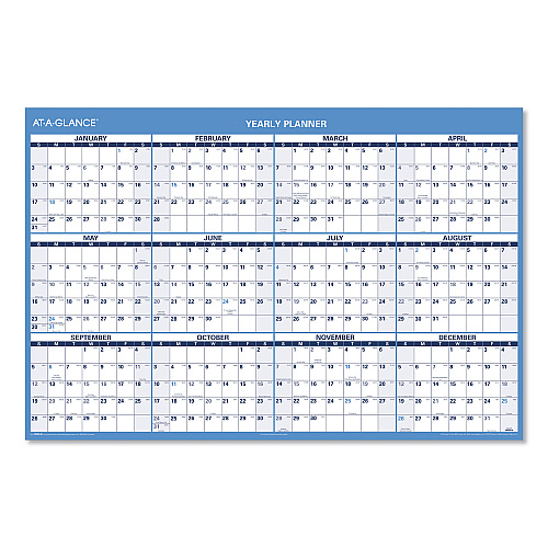 AT-A-GLANCE Horizontal Reversible/Erasable Wall Planner, 48 x 32, White/Blue Sheets, 12-Month (Jan to Dec): 2026 (PM30028)