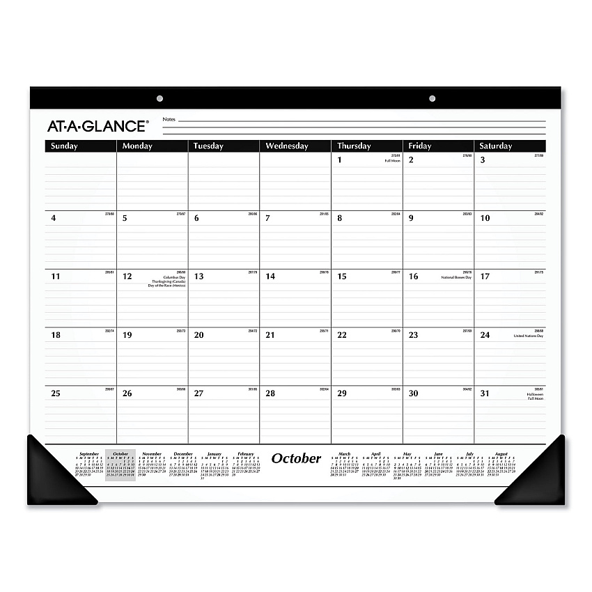 AT-A-GLANCE Academic Year Ruled Desk Pad, 21.75 x 17, White Sheets, Black Binding, Black Corners, 16-Month: Sept 2025 to Dec 2026 (SK241600)