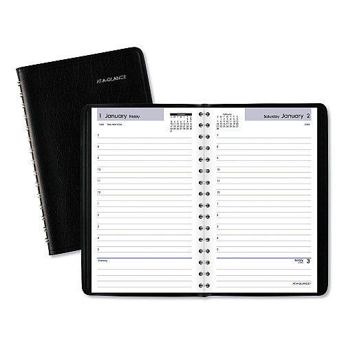 AT-A-GLANCE DayMinder Daily Appointment Book, 8 x 5, Black Cover, 12-Month (Jan to Dec): 2027 (SK4400)