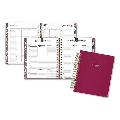 AT-A-GLANCE Harmony Daily Hardcover Planner, 8.75 x 7, Berry Cover, 12-Month (Jan to Dec): 2026 (609980659)