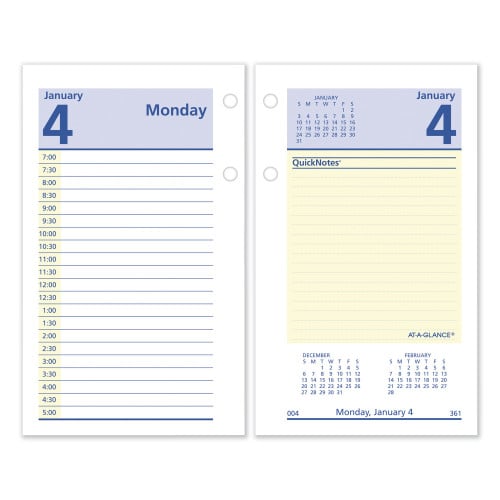 ATAGLANCE QuickNotes Desk Calendar Refill, 3.5 x 6, White Sheets
