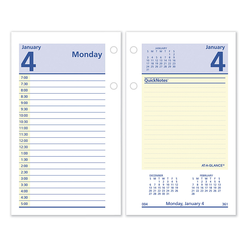 AT-A-GLANCE QuickNotes Desk Calendar Refill, 3.5 x 6, White/Yellow/Blue Sheets, 12-Month (Jan to Dec): 2026 (E51750)