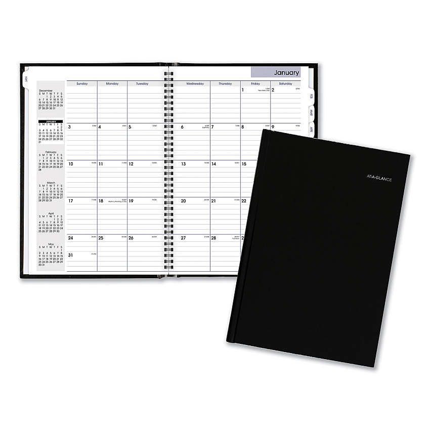 AT-A-GLANCE DayMinder Hard-Cover Monthly Planner, Ruled Blocks, 11.75 x 8, Black Cover, 14-Month: Dec 2025 to Jan 2027 (G470H00)