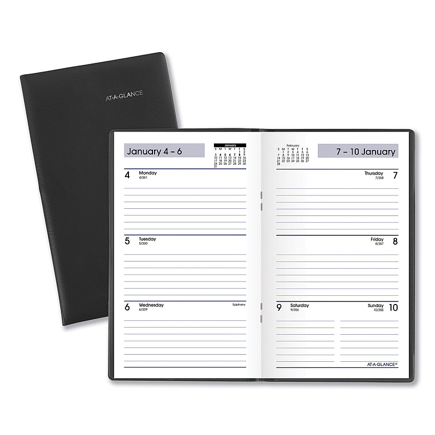 AT-A-GLANCE DayMinder Weekly Pocket Planner, 6 x 3.5, Black Cover, 12-Month (Jan to Dec): 2026 (SK4800)