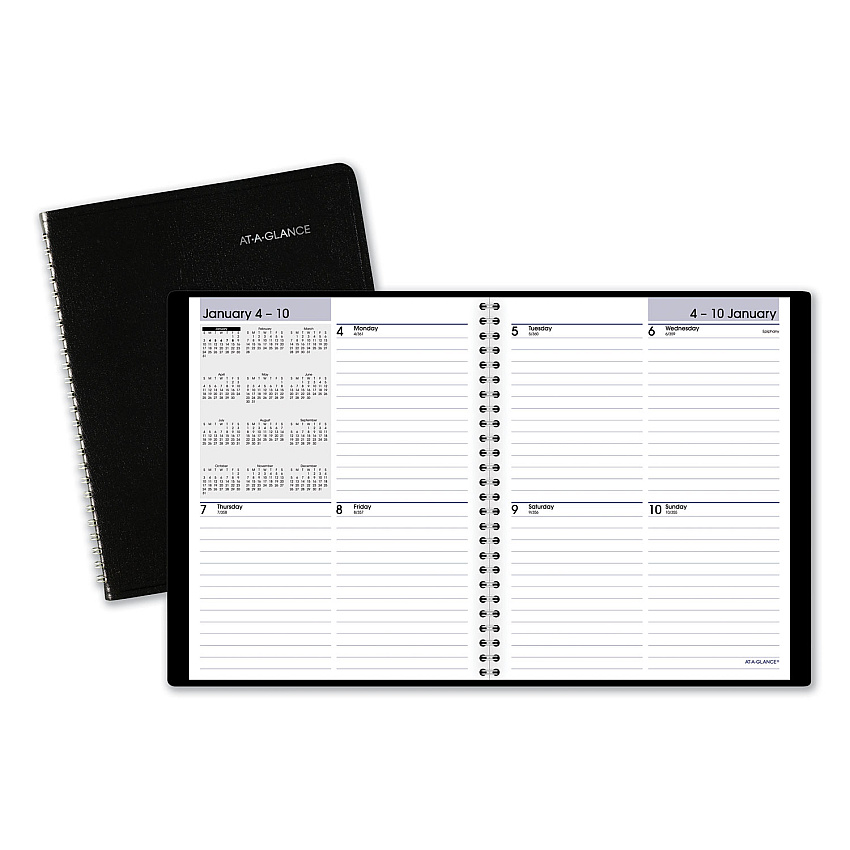 AT-A-GLANCE DayMinder Open-Schedule Weekly Appointment Book, 8.75 x 7, Black Cover, 12-Month (Jan to Dec): 2026 (G53500)