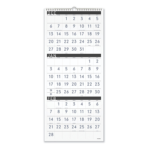 AT-A-GLANCE Three-Month Reference Wall Calendar, Contemporary Artwork/Formatting, 12 x 27, White Sheets, 15-Month: Dec 2025 to Feb 2027 (PM11X28)