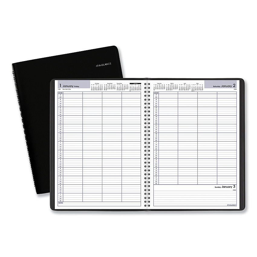 AT-A-GLANCE DayMinder Four-Person Group Daily Appointment Book, 11 x 8, Black Cover, 12-Month (Jan to Dec): 2026 (G56000)