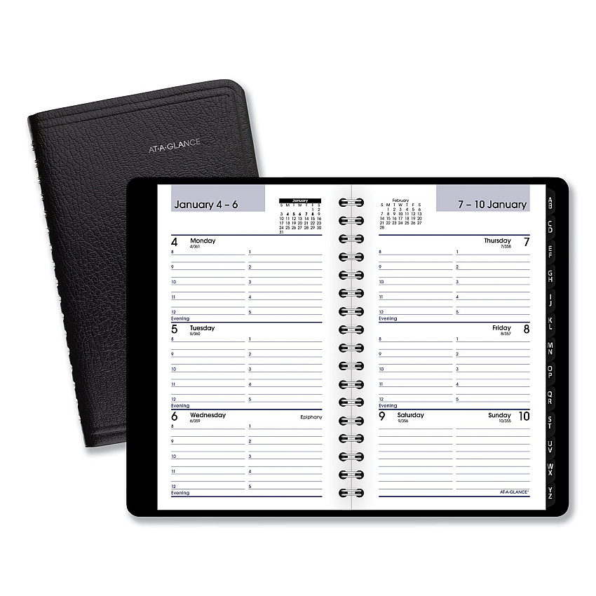 AT-A-GLANCE DayMinder Weekly Pocket Appointment Book with Telephone/Address Section, 6 x 3.5, Black Cover, 12-Month (Jan to Dec): 2026 (G25000)