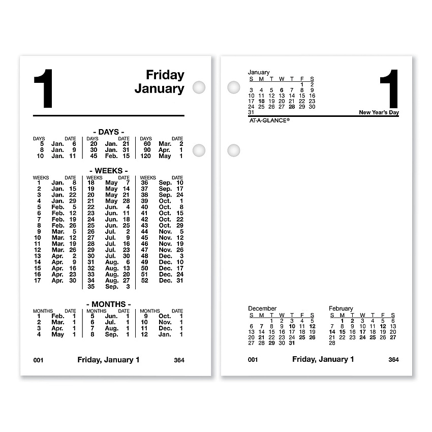 AT-A-GLANCE Financial Desk Calendar Refill, 3.5 x 6, White Sheets, 12-Month (Jan to Dec): 2026 (S17050)