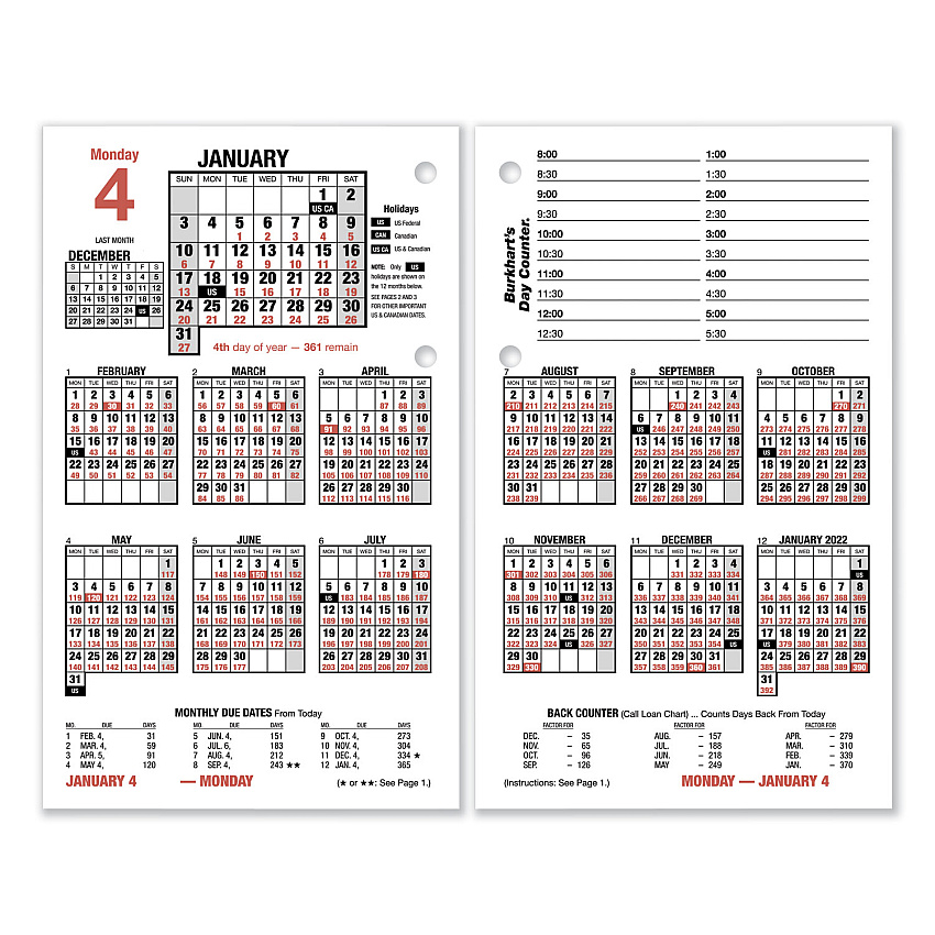 AT-A-GLANCE Burkhart's Day Counter Desk Calendar Refill, 4.5 x 7.38, White Sheets, 12-Month (Jan to Dec): 2026 (E71250)
