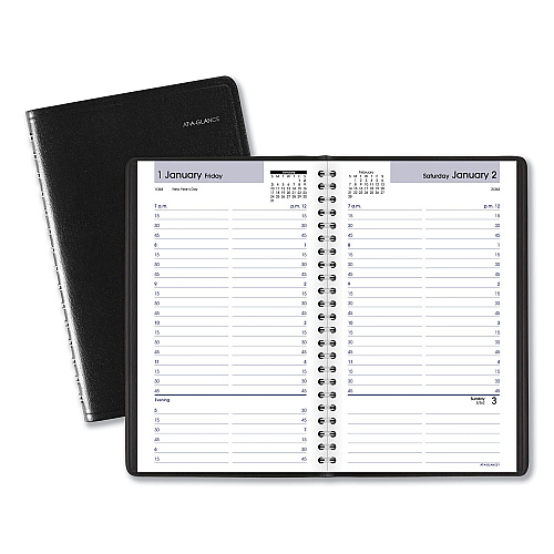 AT-A-GLANCE DayMinder Daily Appointment Book, 8.5 x 5.5, Black Cover, 12-Month (Jan to Dec): 2026 (G10000)