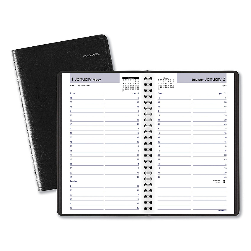 AT-A-GLANCE DayMinder Daily Appointment Book, 8.5 x 5.5, Black Cover, 12-Month (Jan to Dec): 2026 (G10000)