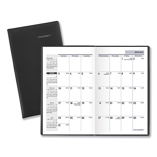 AT-A-GLANCE DayMinder Pocket-Sized Monthly Planner, Unruled Blocks, 6 x 3.5, Black Cover, 14-Month: Dec 2025 to Jan 2027 (SK5300)