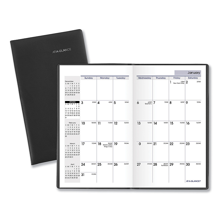 AT-A-GLANCE DayMinder Pocket-Sized Monthly Planner, Unruled Blocks, 6 x 3.5, Black Cover, 14-Month: Dec 2025 to Jan 2027 (SK5300)