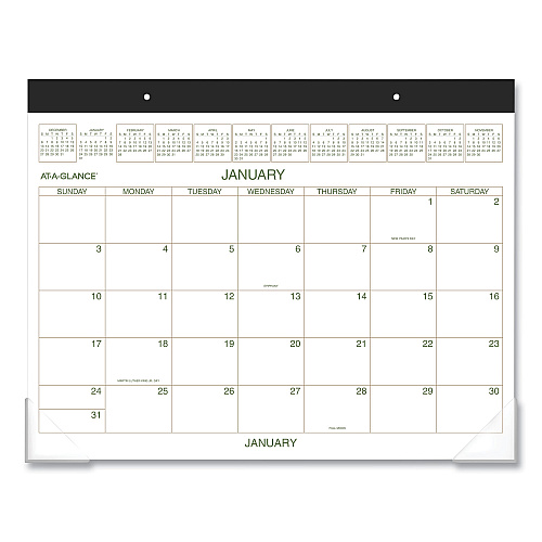 AT-A-GLANCE Two-Color Desk Pad, 21.75 x 17, White Sheets, Black Binding, Clear Corners, 12-Month (Jan to Dec): 2026 (GG250000)