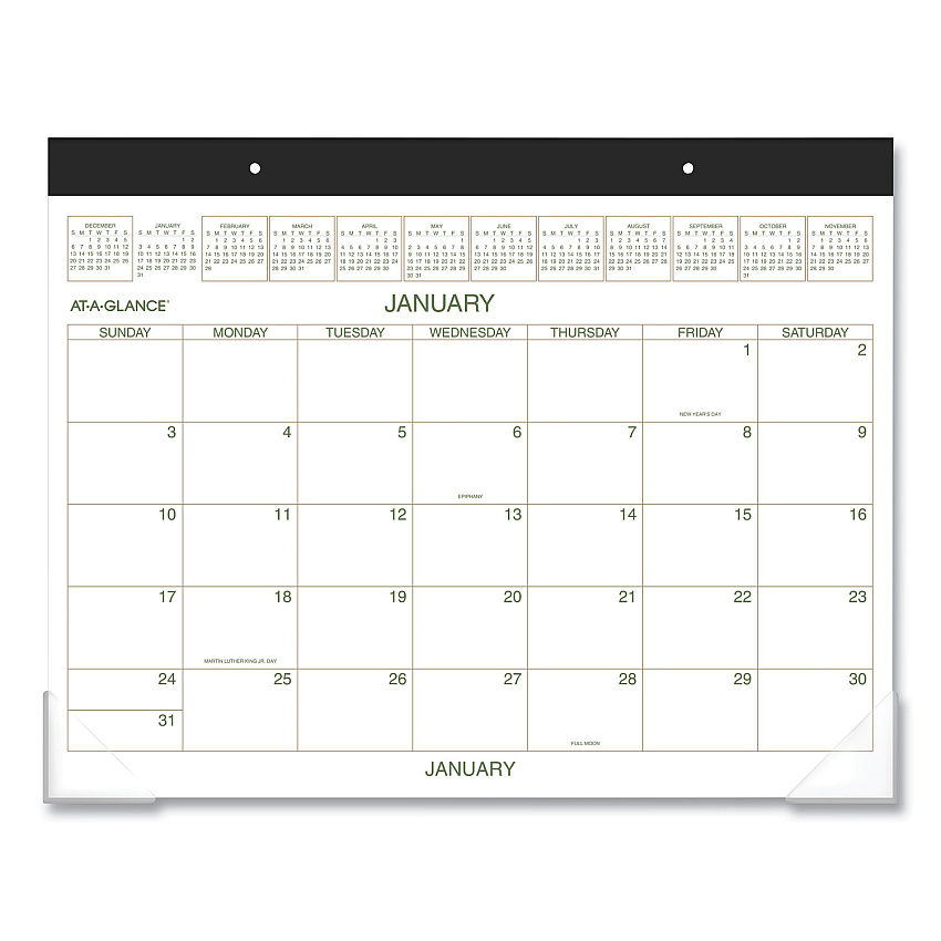 AT-A-GLANCE Two-Color Desk Pad, 21.75 x 17, White Sheets, Black Binding, Clear Corners, 12-Month (Jan to Dec): 2026 (GG250000)