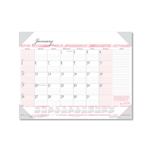 House of Doolittle Recycled Monthly Desk Pad Calendar, Breast Cancer Awareness Artwork, 22 x 17, Black Binding/Corners,12-Month (Jan-Dec): 2026 (1467)