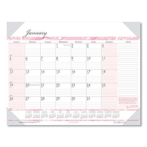 House of Doolittle Recycled Monthly Desk Pad Calendar, Breast Cancer Awareness Artwork, 18.5 x 13, Black Binding/Corners,12-Month(Jan-Dec): 2026 (1466)
