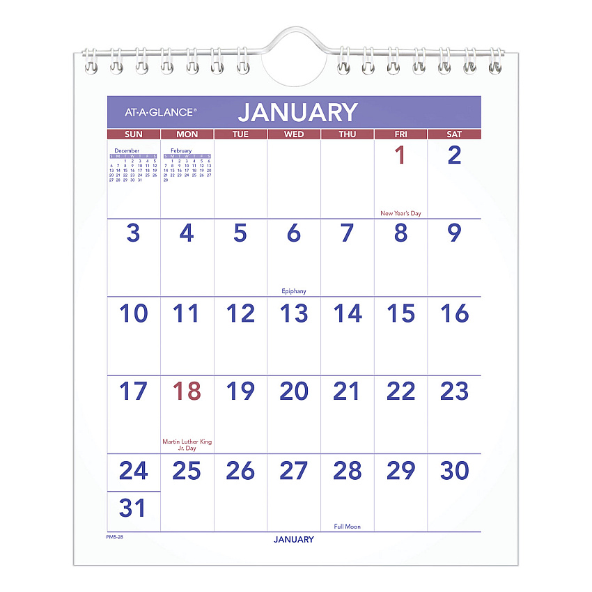 AT-A-GLANCE Mini Monthly Wall Calendar with Fold-Out Easel, 7 x 8, White Sheets, 12-Month (Jan to Dec): 2026 (PM528)