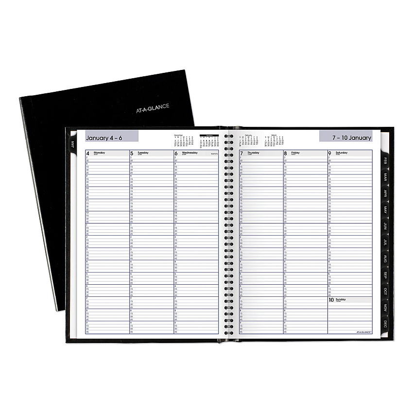 AT-A-GLANCE DayMinder Hardcover Weekly Vertical-Column Format Appointment Book, 11 x 8, Black Cover, 12-Month (Jan to Dec): 2026 (G520H00)
