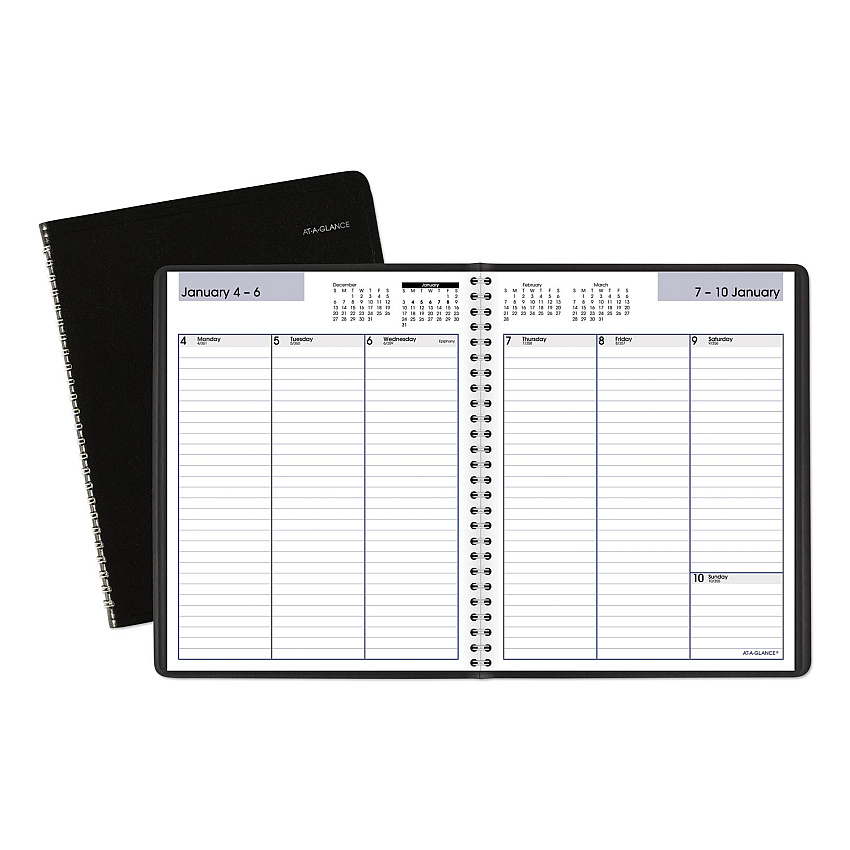 AT-A-GLANCE DayMinder Weekly Planner, Vertical-Column Format, 8.75 x 7, Black Cover, 12-Month (Jan to Dec): 2026 (G59000)