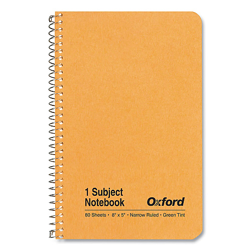 Oxford One-Subject Notebook, Narrow Rule, Natural Kraft Cover, (80) 8 x 5 Sheets (25401R)