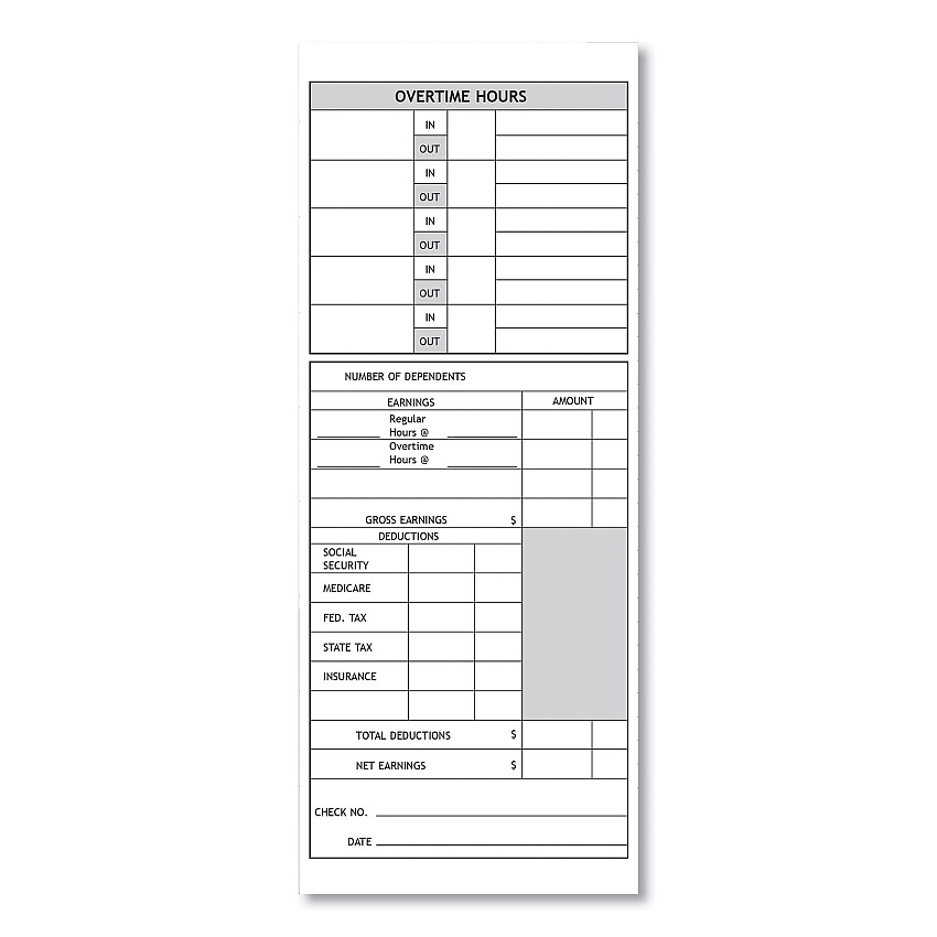 Time Clock Cards for Pyramid Technologies 1000/2000, Two Sides, 3.5 x 9, 100/Pack (33111)