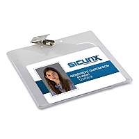 SICURIX Badge Holder, Horizontal, 3 x 4, Clear, 50/Pack (BAU67840)